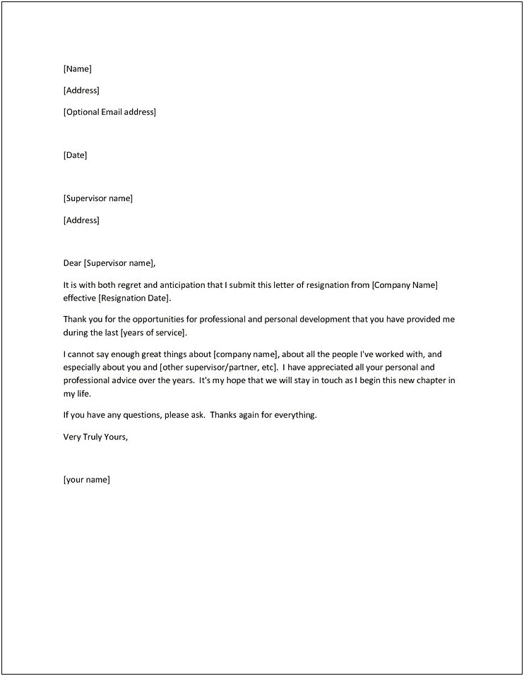 Resignation Letter Template Trackid Sp 006