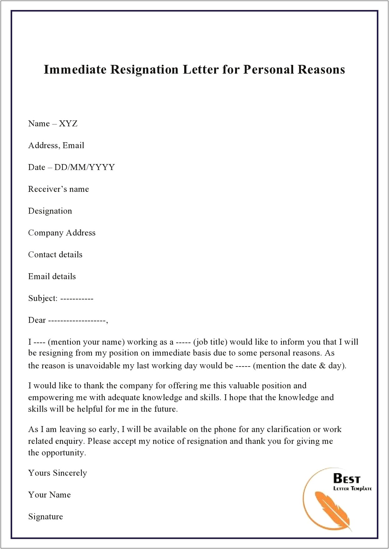 Resignation Letter Template University Several Months Notice