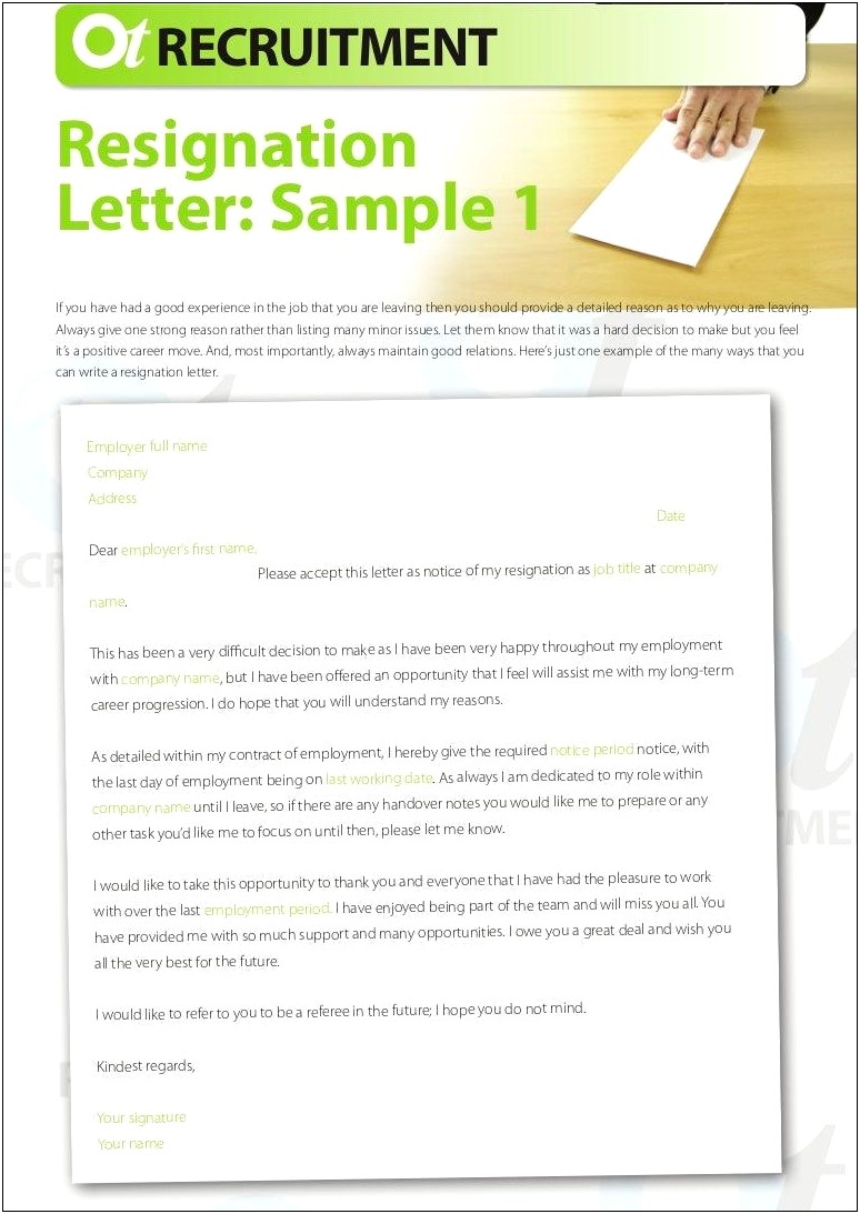 Resignation Letter Template With Last Working Day