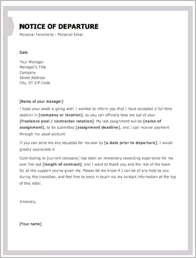 Resignation Letter With Immediate Effect Template Uk