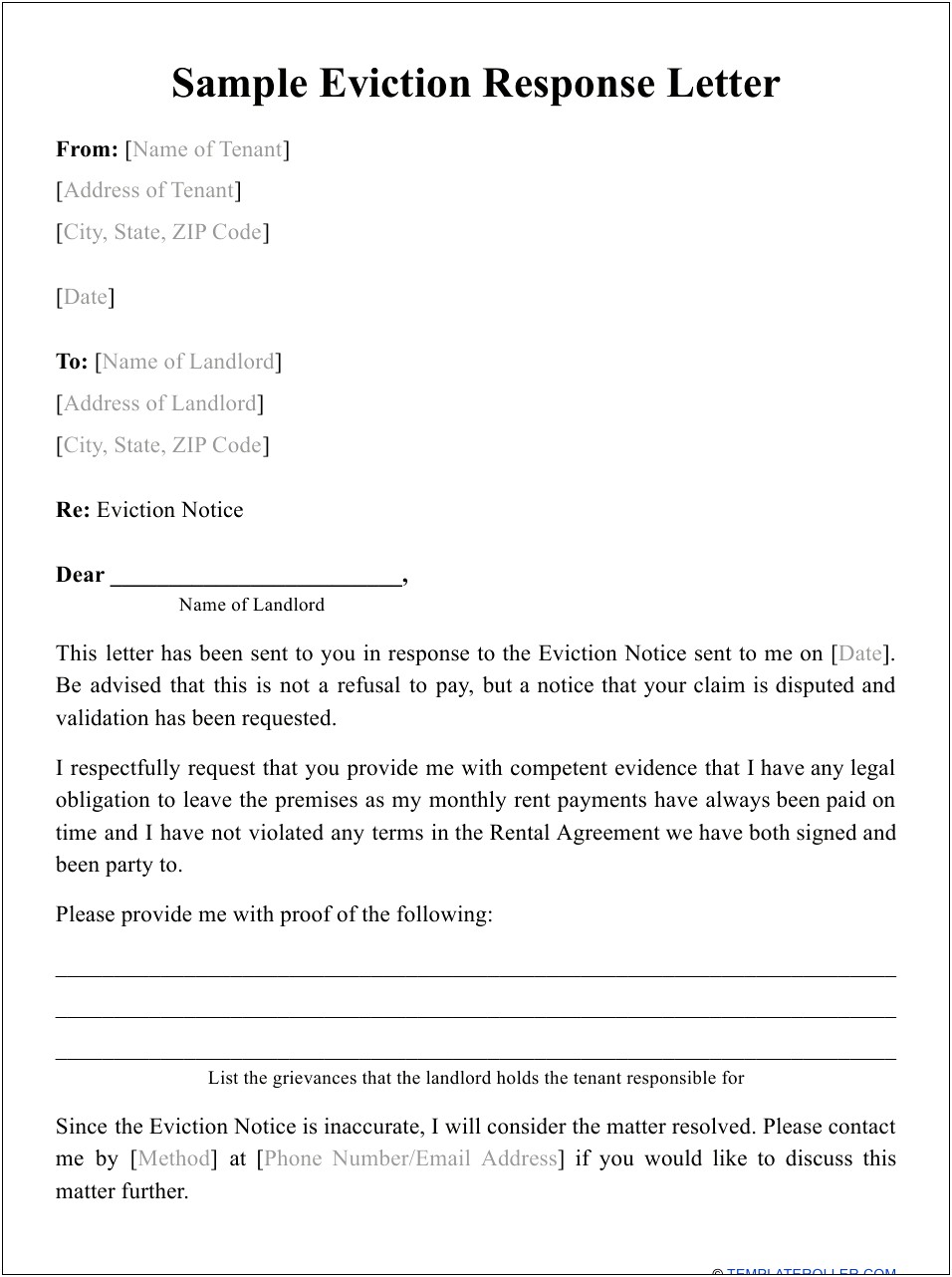 Response To A Grievance Letter Template