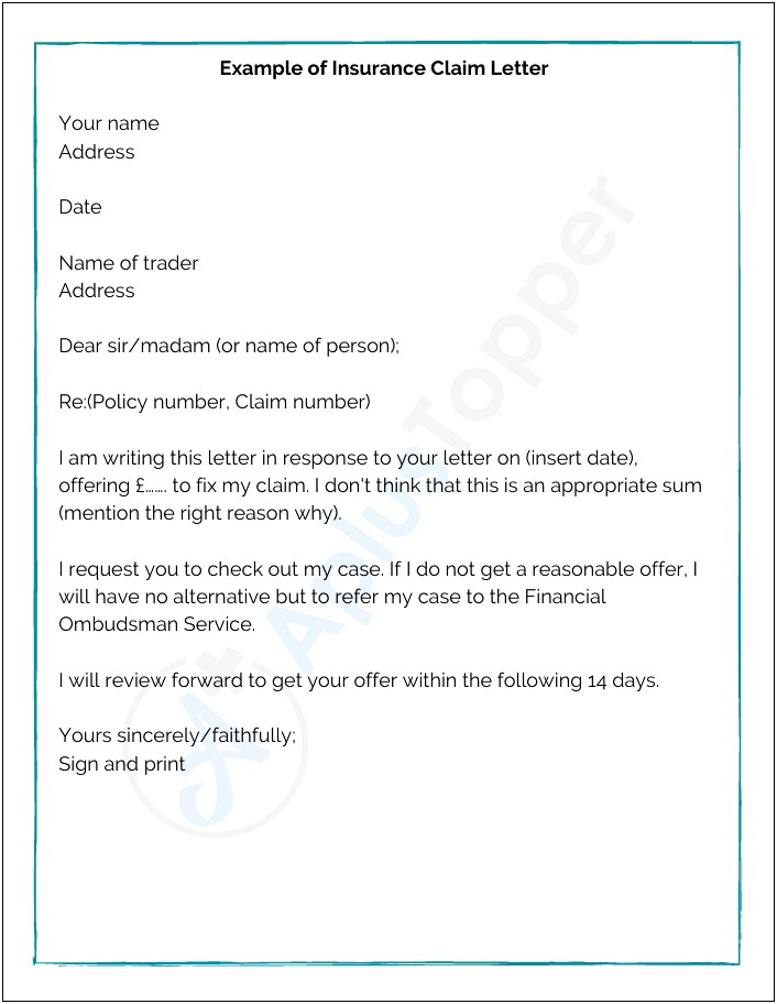 Response To Letter Of Claim Template