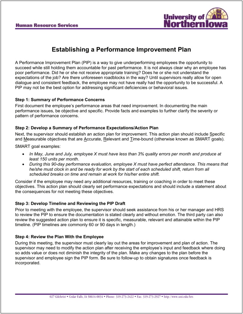 Restaurant Manager Performance Improvement Plan Template