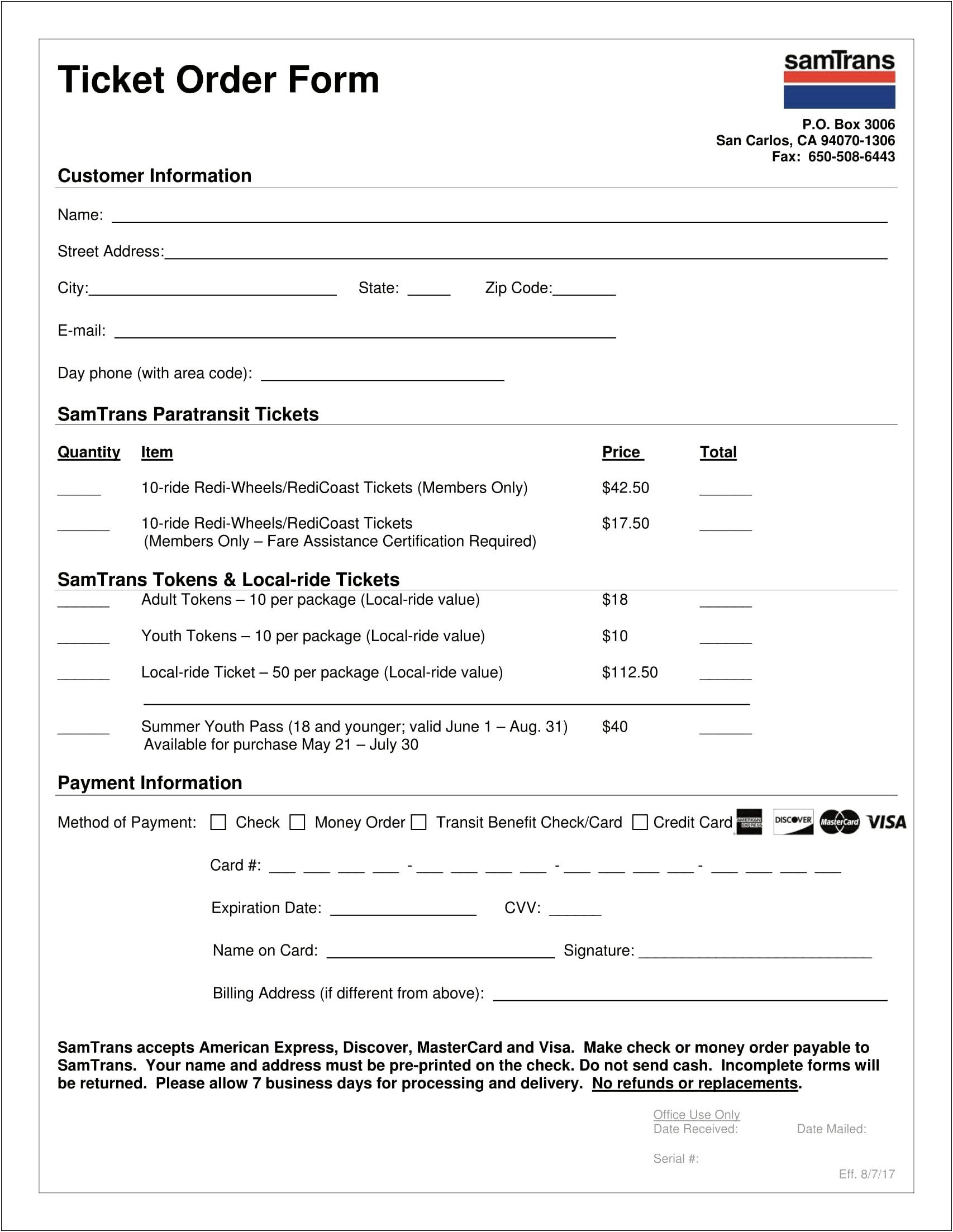 Restraunt Ticket Order Form Template Word