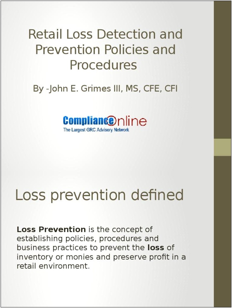 Retail Loss Prevention Plan Template Doc