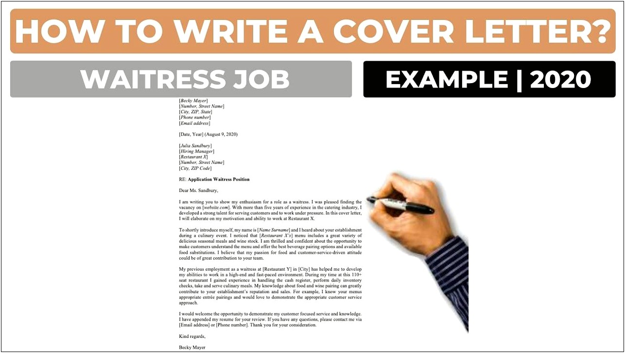 Retaurant Cover Letter For Server Templates