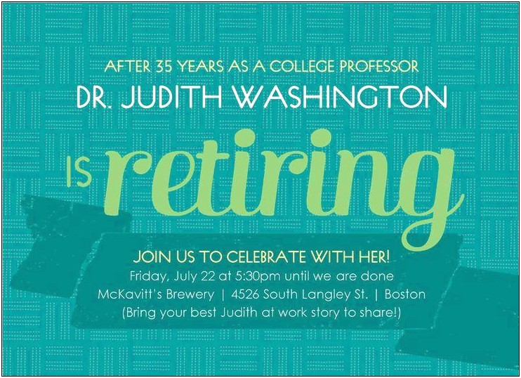 Retirement Party Invitation Template Word Free