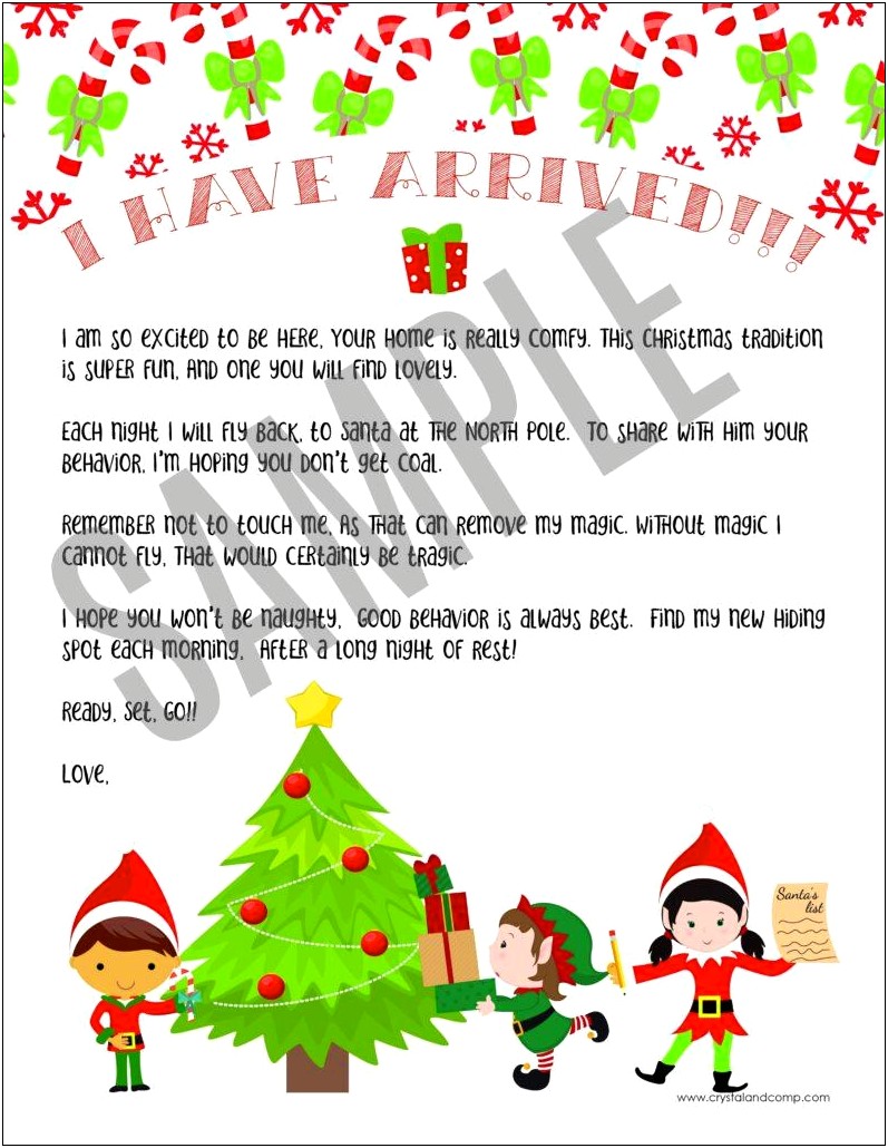 Returning Elf On The Shelf Arrival Letter Template