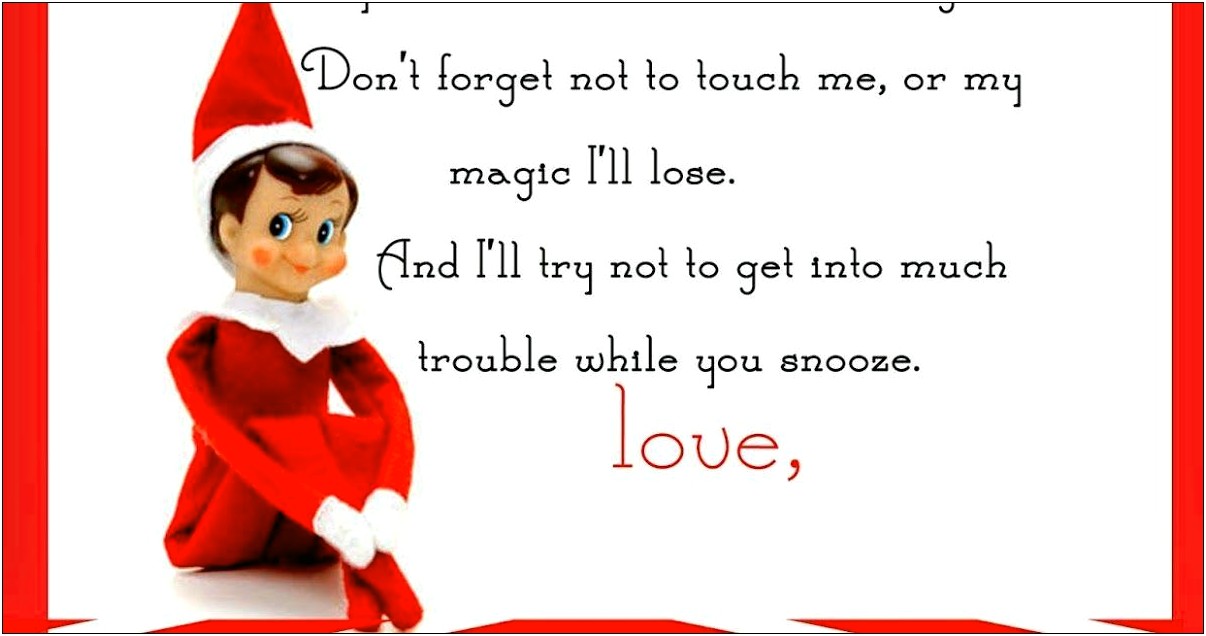 Returning Elf On The Shelf Letter Template