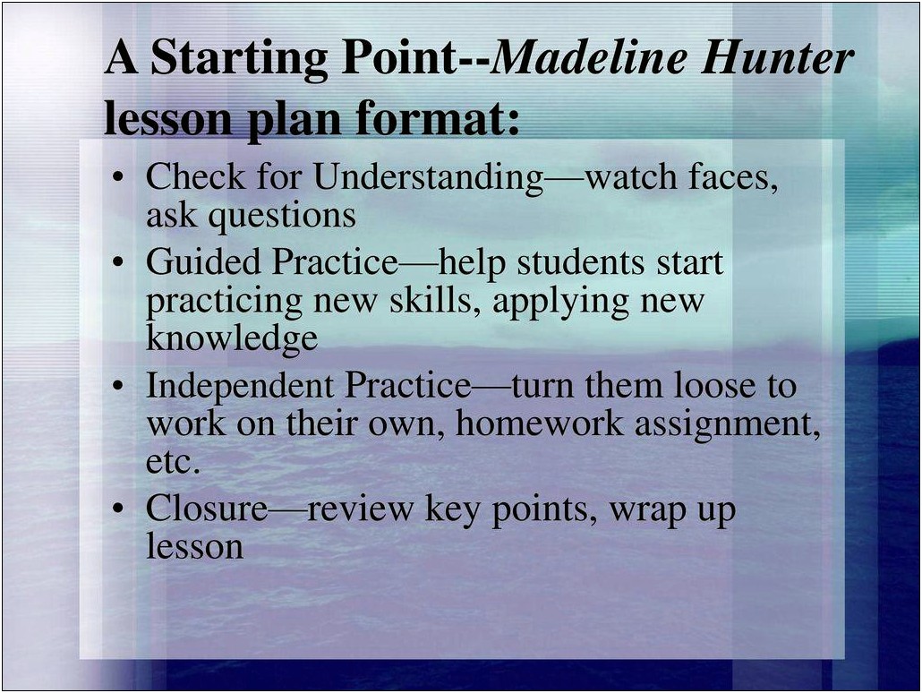 Revised Hunter Model Lesson Plan Template