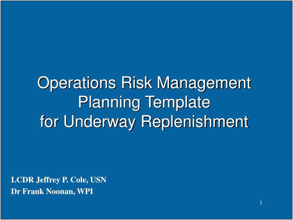 Risk Management And Operations Plan Templates