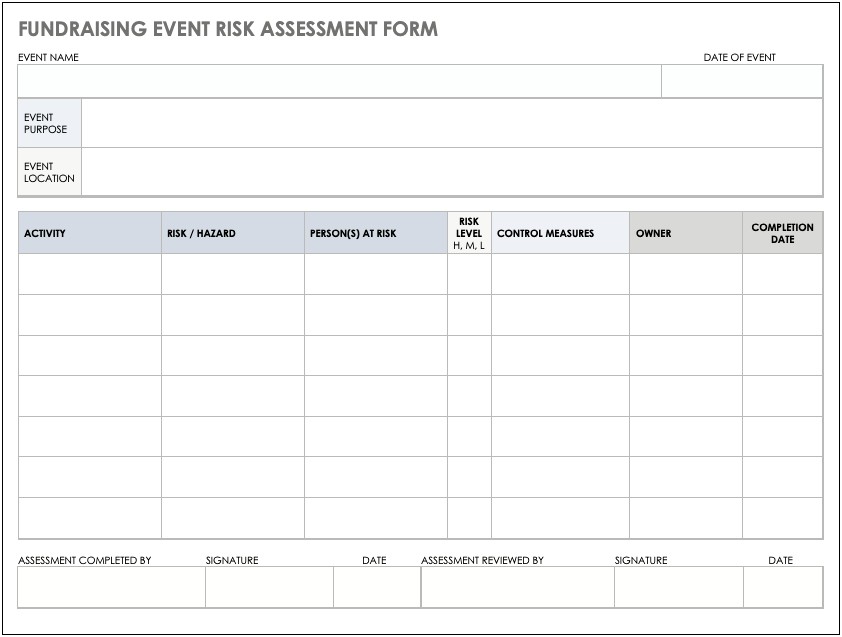 Risk Management Form Template In Word Document