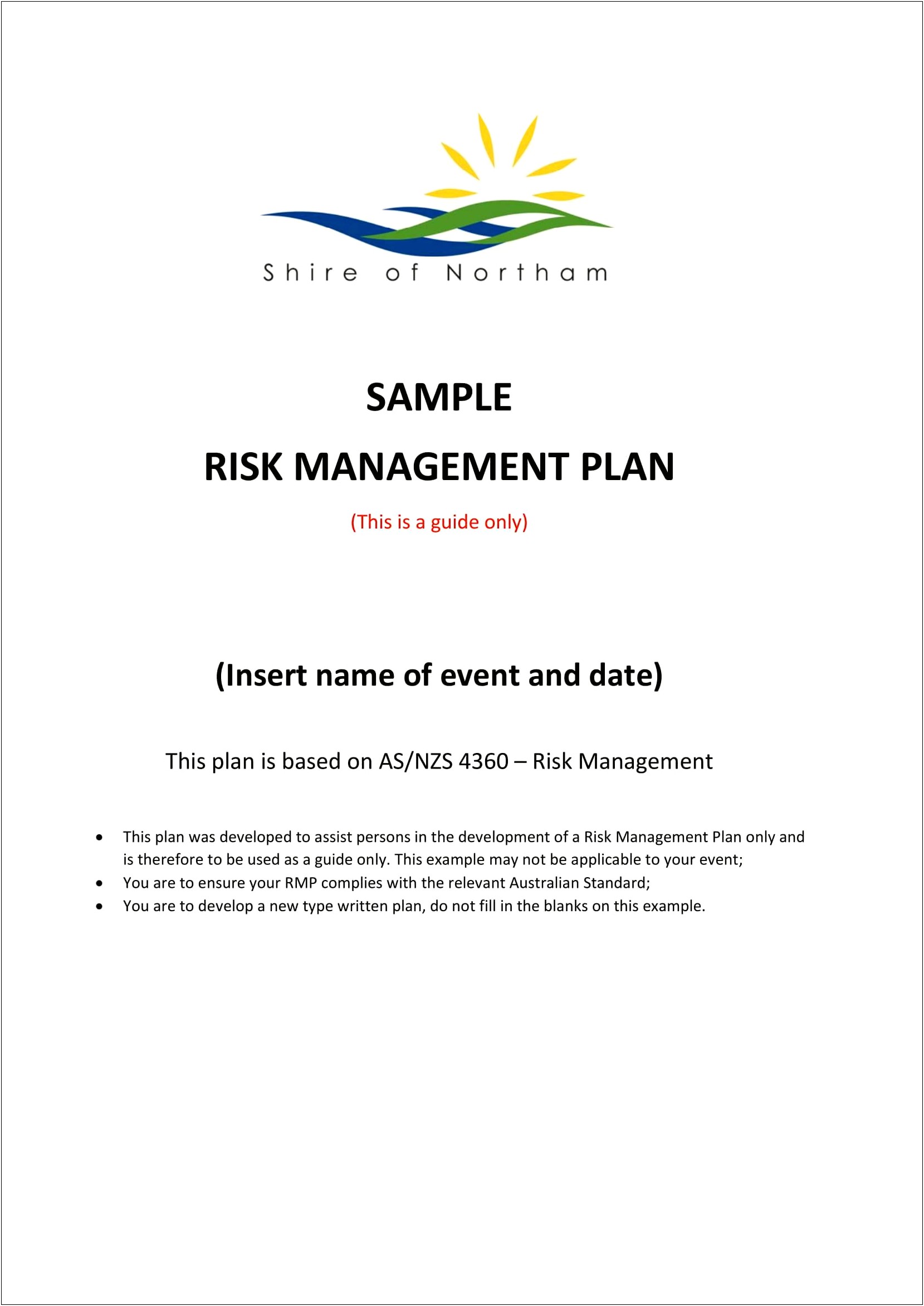 Risk Management Plan Template South Australia