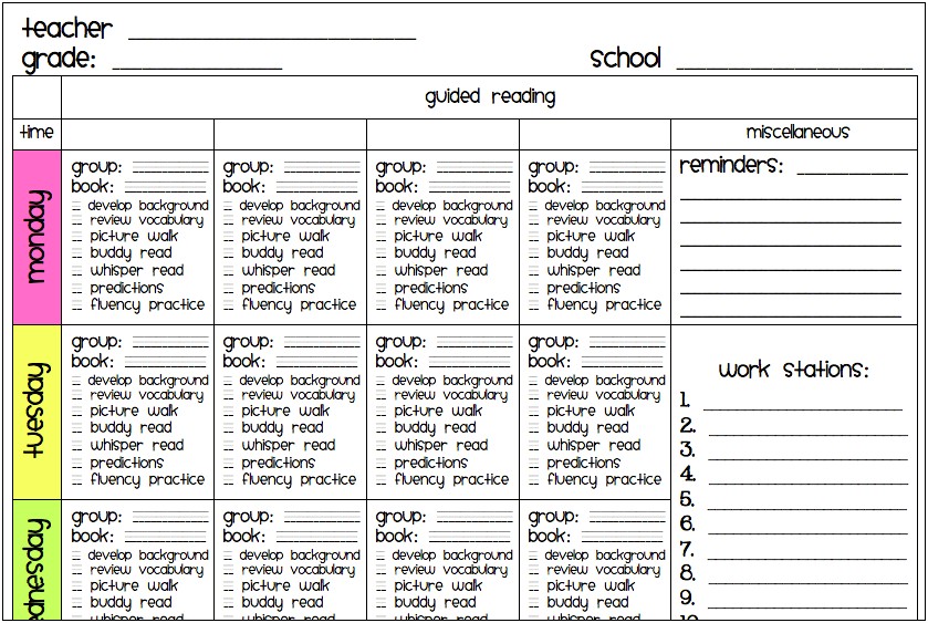 Road To Reading Lesson Plan Template