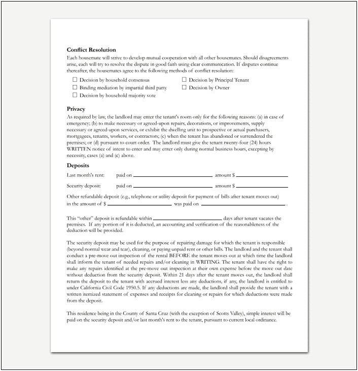 Room Rental Agreement Template Word Doc Malaysia