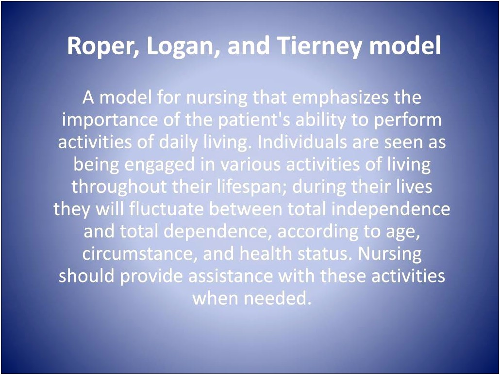 Roper Logan Tierney Care Plan Template