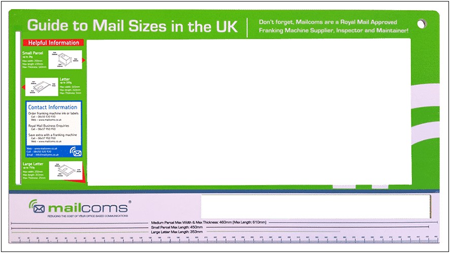 Royal Mail Large Letter Postage Template Size Guide