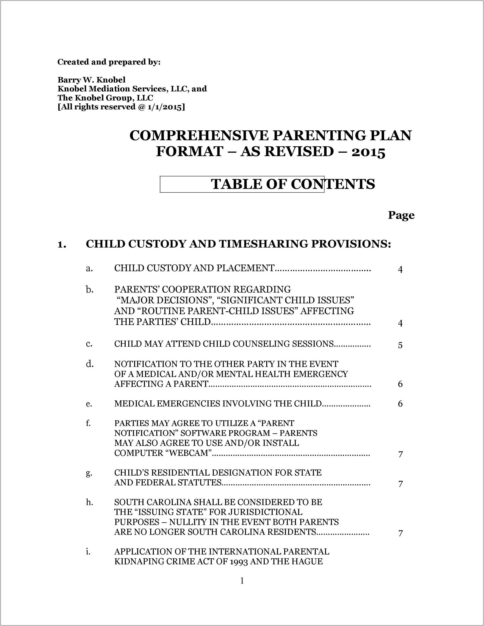 Safety Plan Template For Child Custody