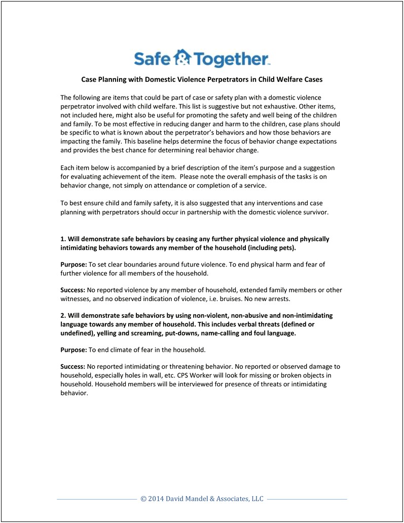 Safety Plan Template For Domestic Violence Kids