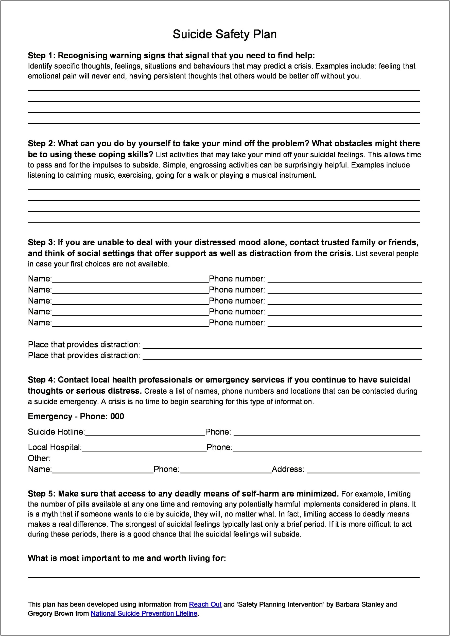 Safety Plan Template Simple Domestic Violence