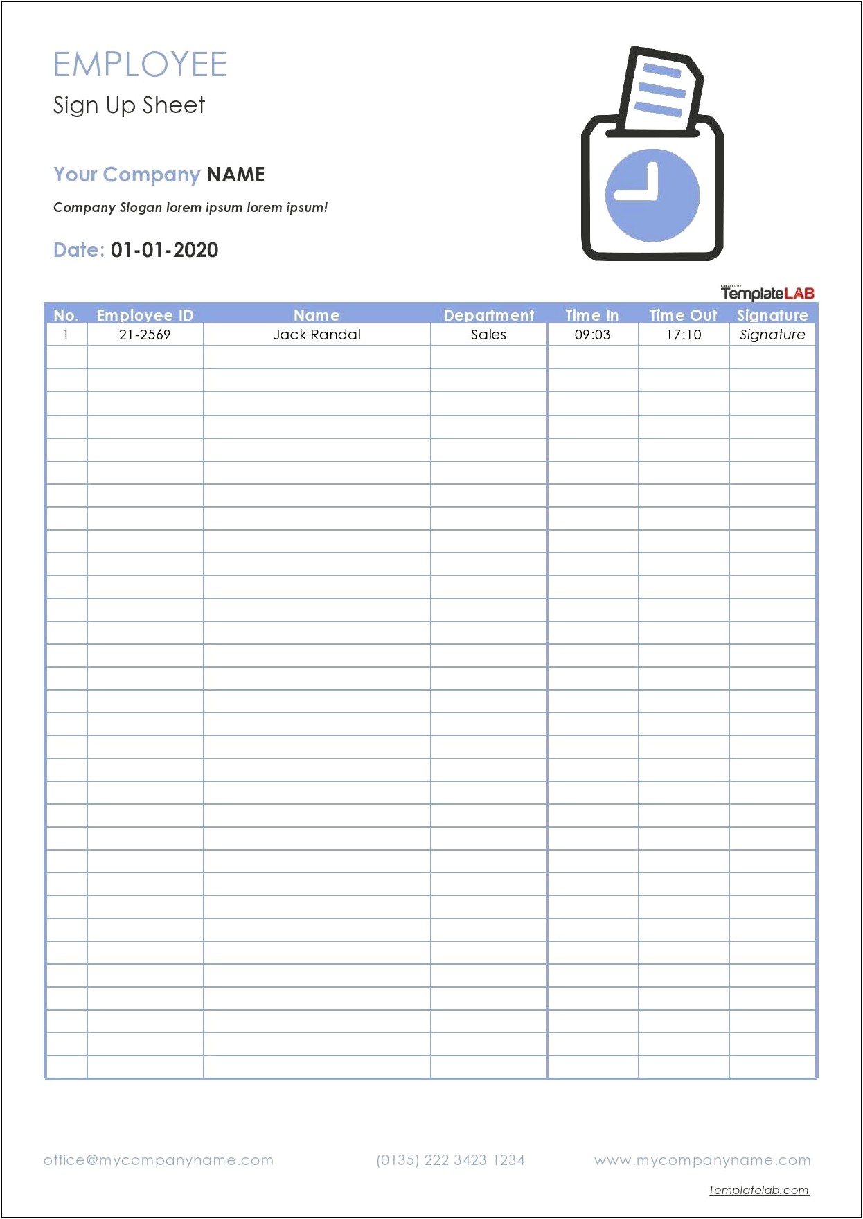 Safety Training Sign In Sheet Template Word