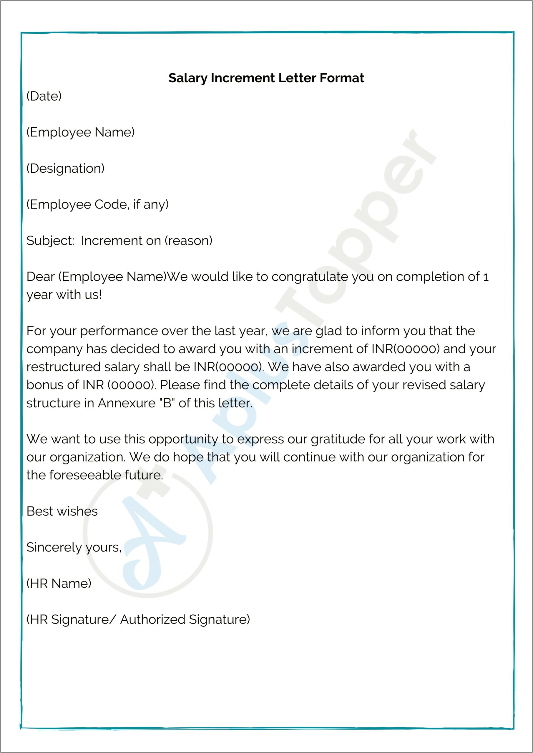 Salary Increase Request Letter Sample Template