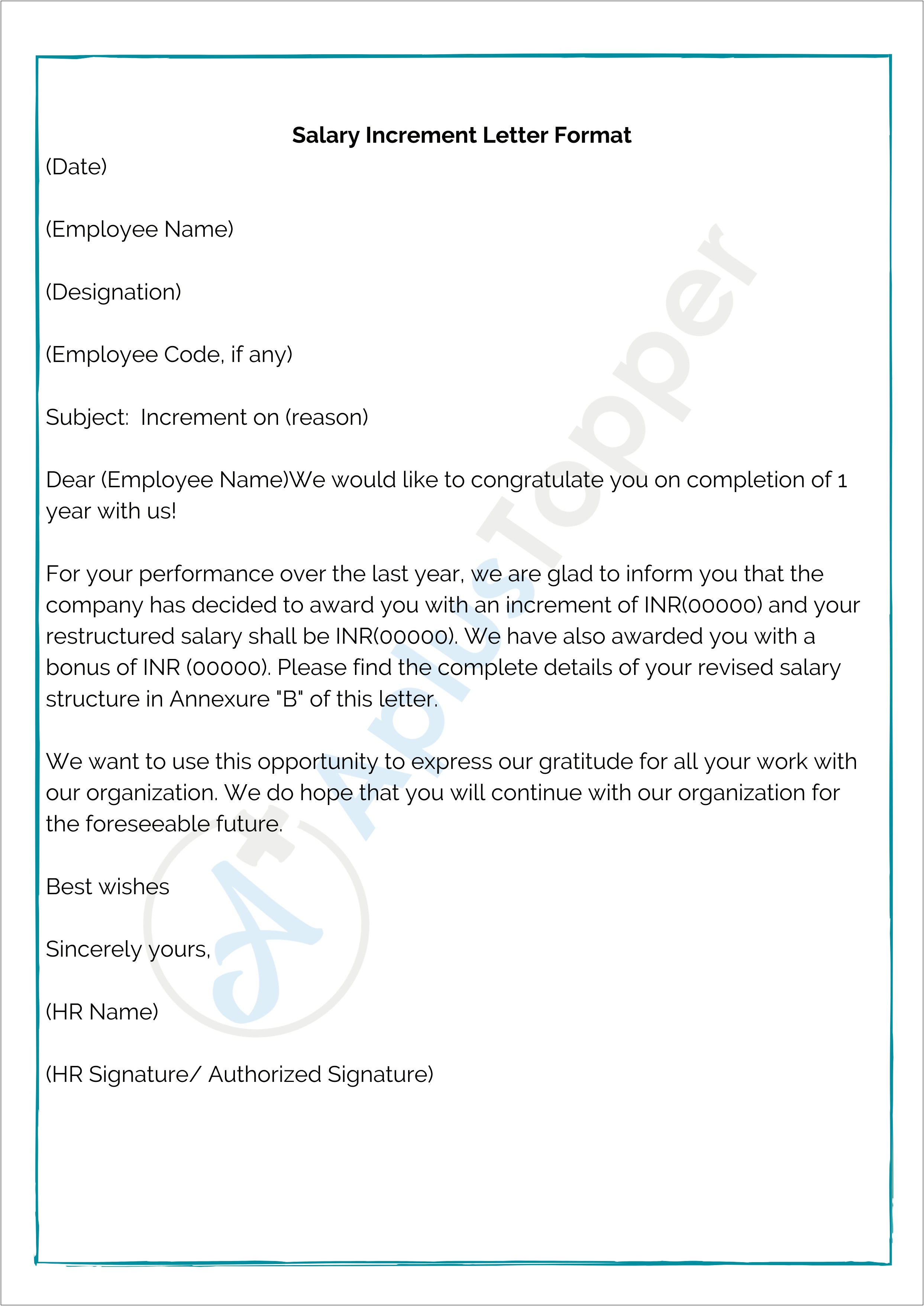 Salary Increase Request Letter Sample Template