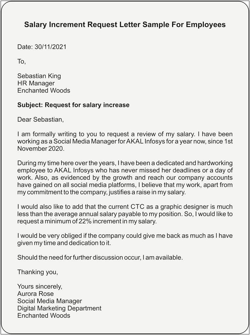 Salary Letter Raise To Employee Template