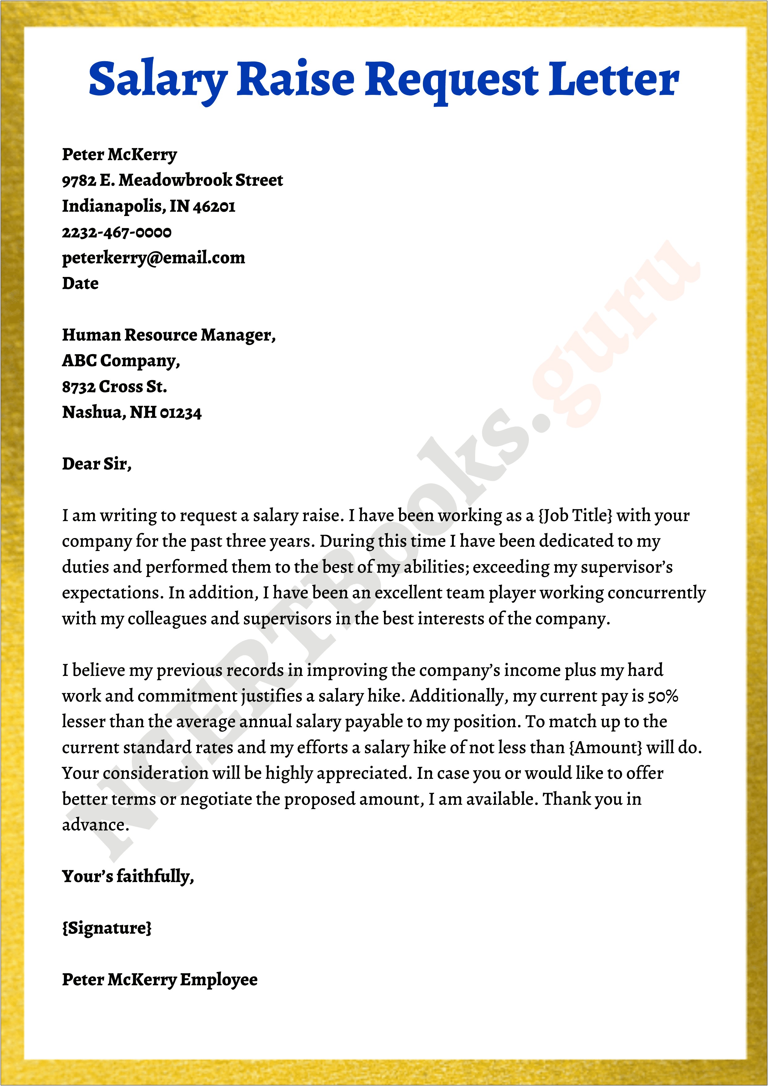 Salary Request Letter To Boss Template