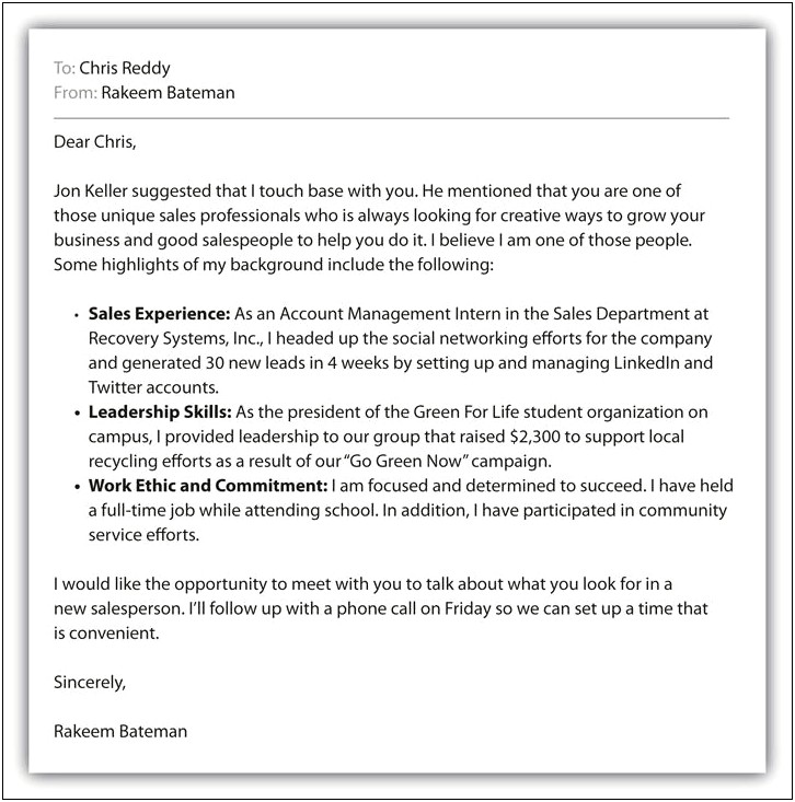 Sales Call Follow Up Letter Template