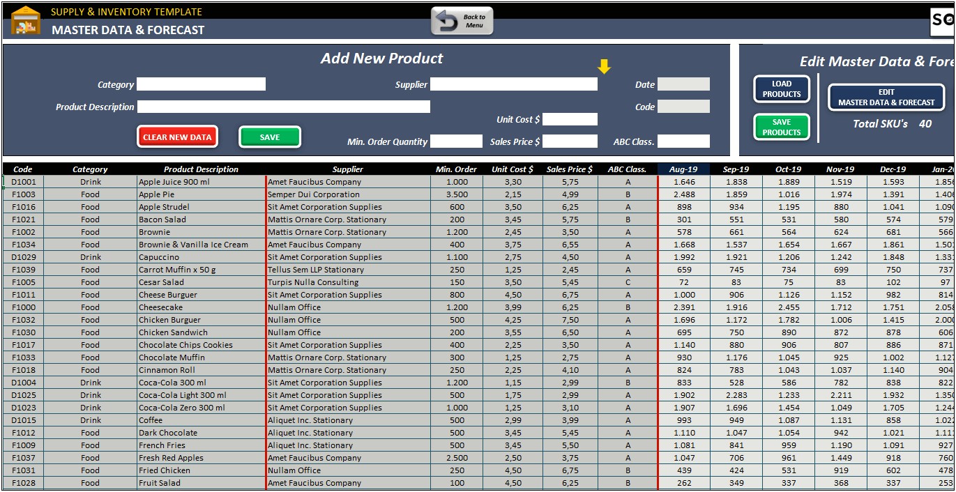 Sales Inventory Operations Planning Excel Template