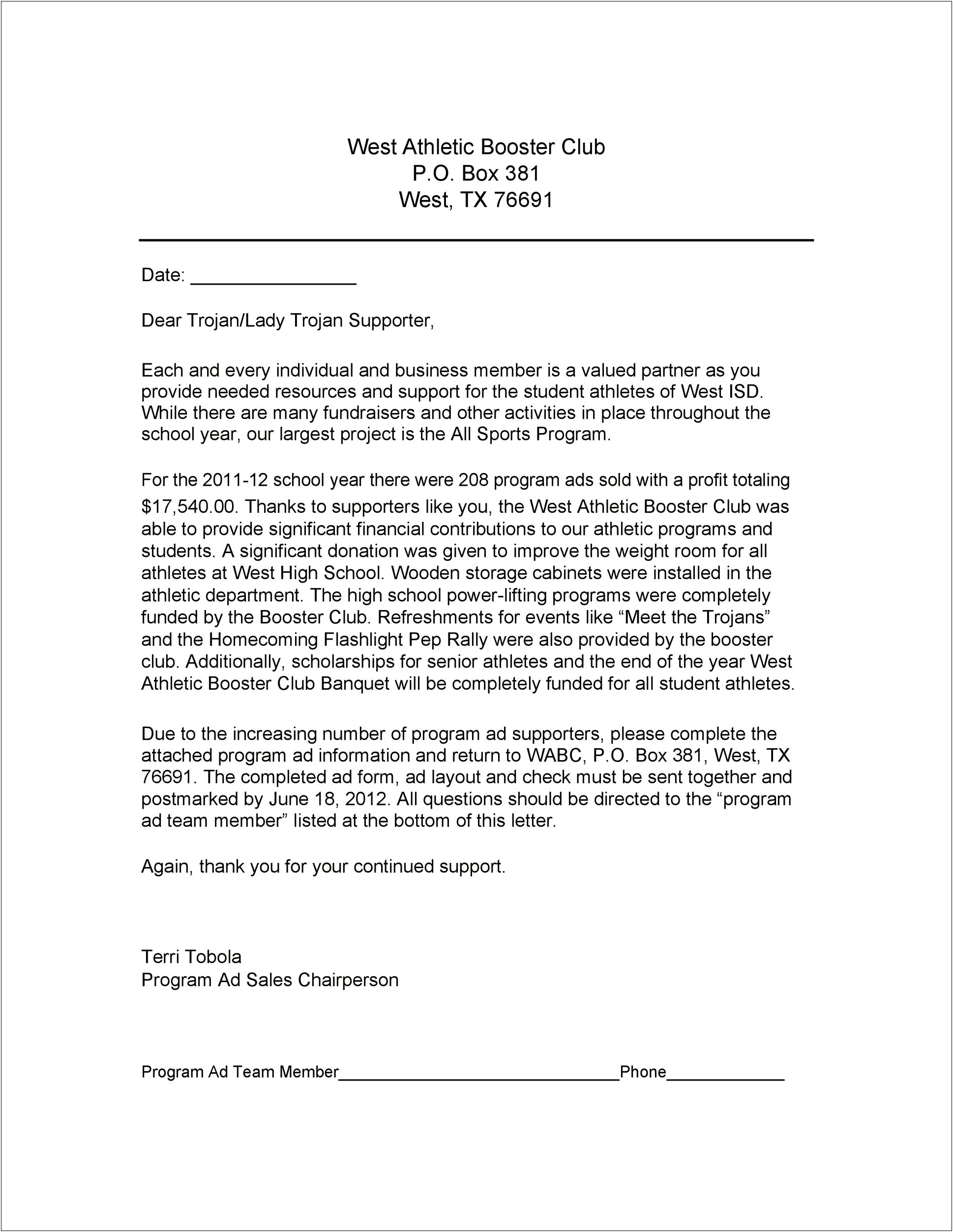 Sales Letter Template For Business Membership