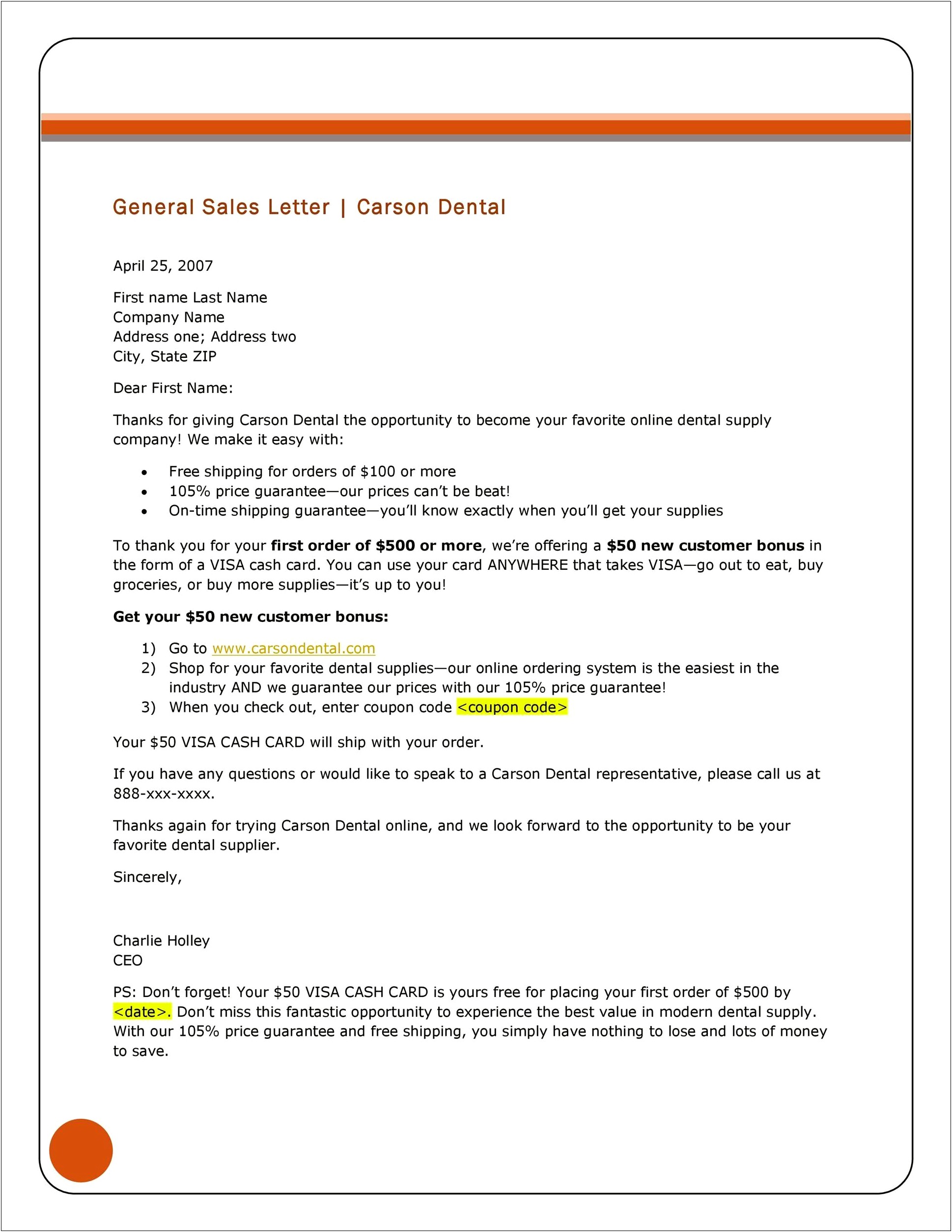 Sales Letter Template For Peo Services