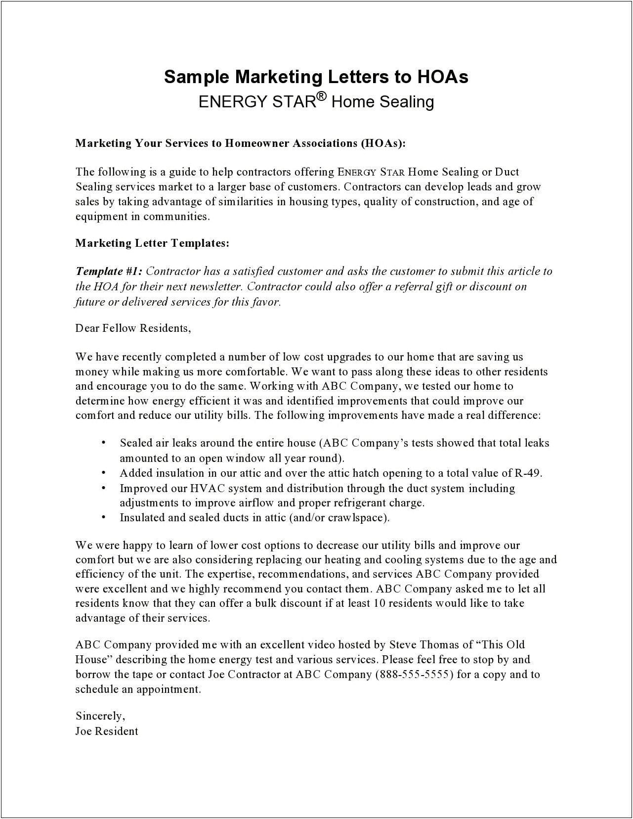 Sales Letter Template Promoting Mortgage Lending