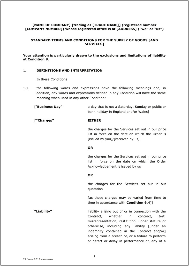 Sales Of Goods Act 1979 Letter Template