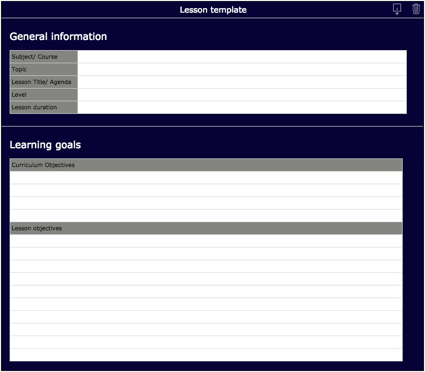 Samplde Blank Lesson Plan Template Pdf