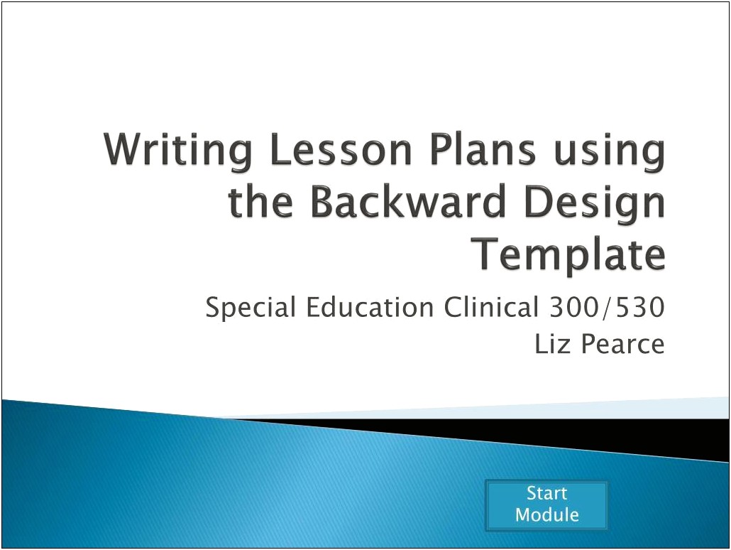 Sample Backward Design Lesson Plan Template