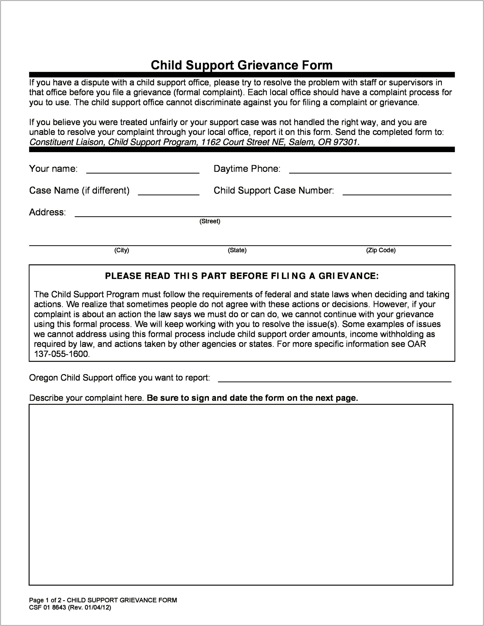 Sample Child Support Agreement Letter Template