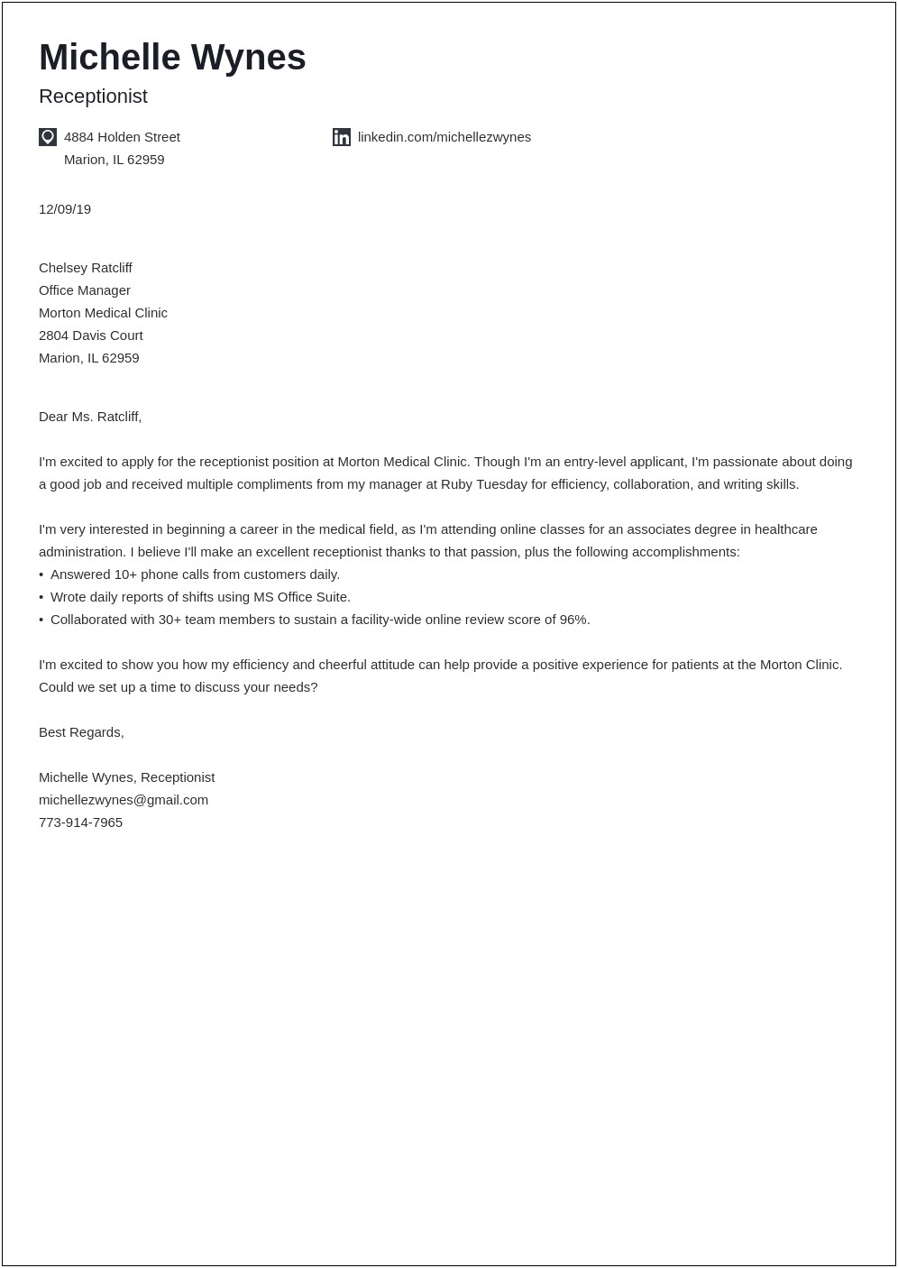 Sample Cover Letter Template For Highschool Students