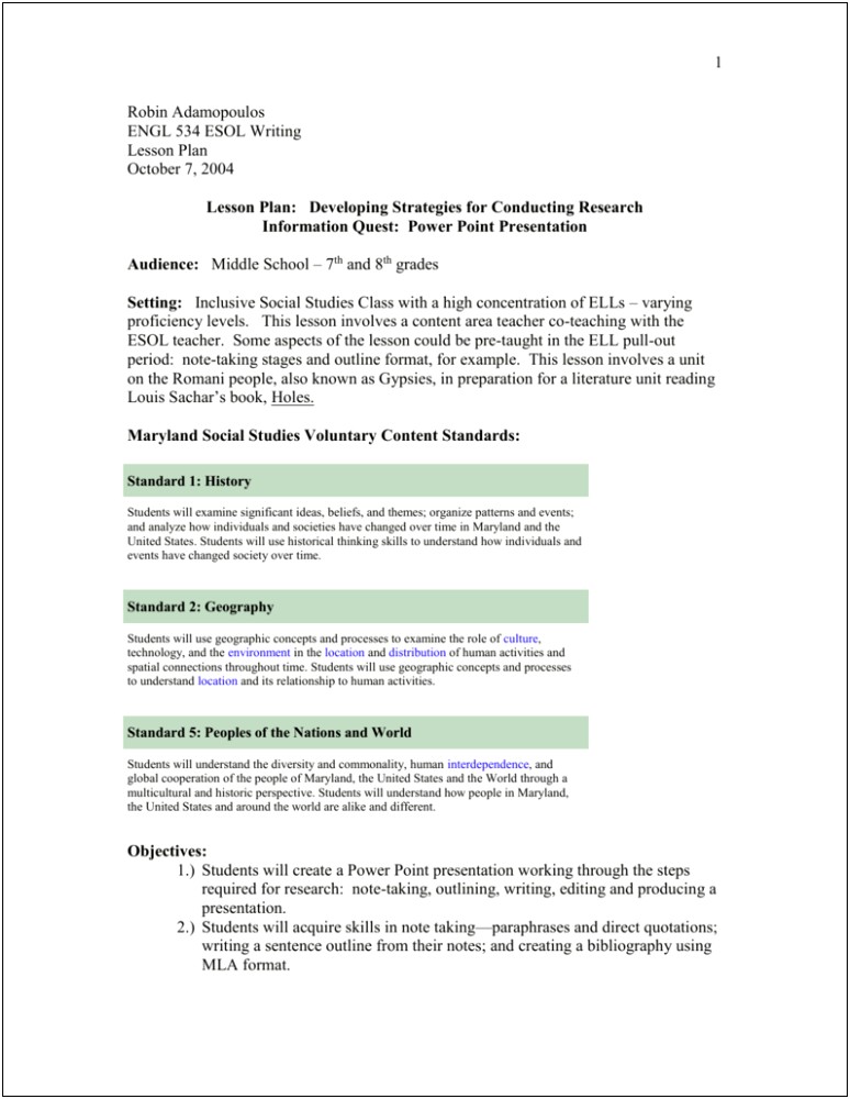 Sample Hs Social Studiens Lesson Plan Templates