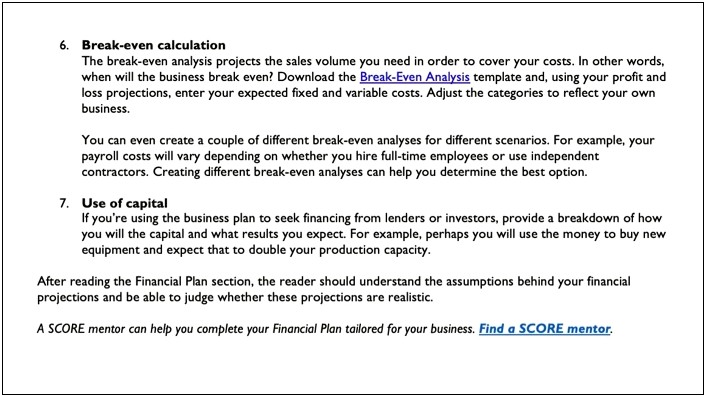 Sample Investor Startup Business Plan Template