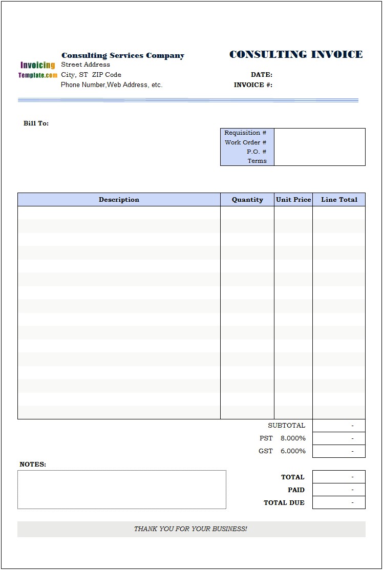 Sample Invoice Quickbooks Template Free Word