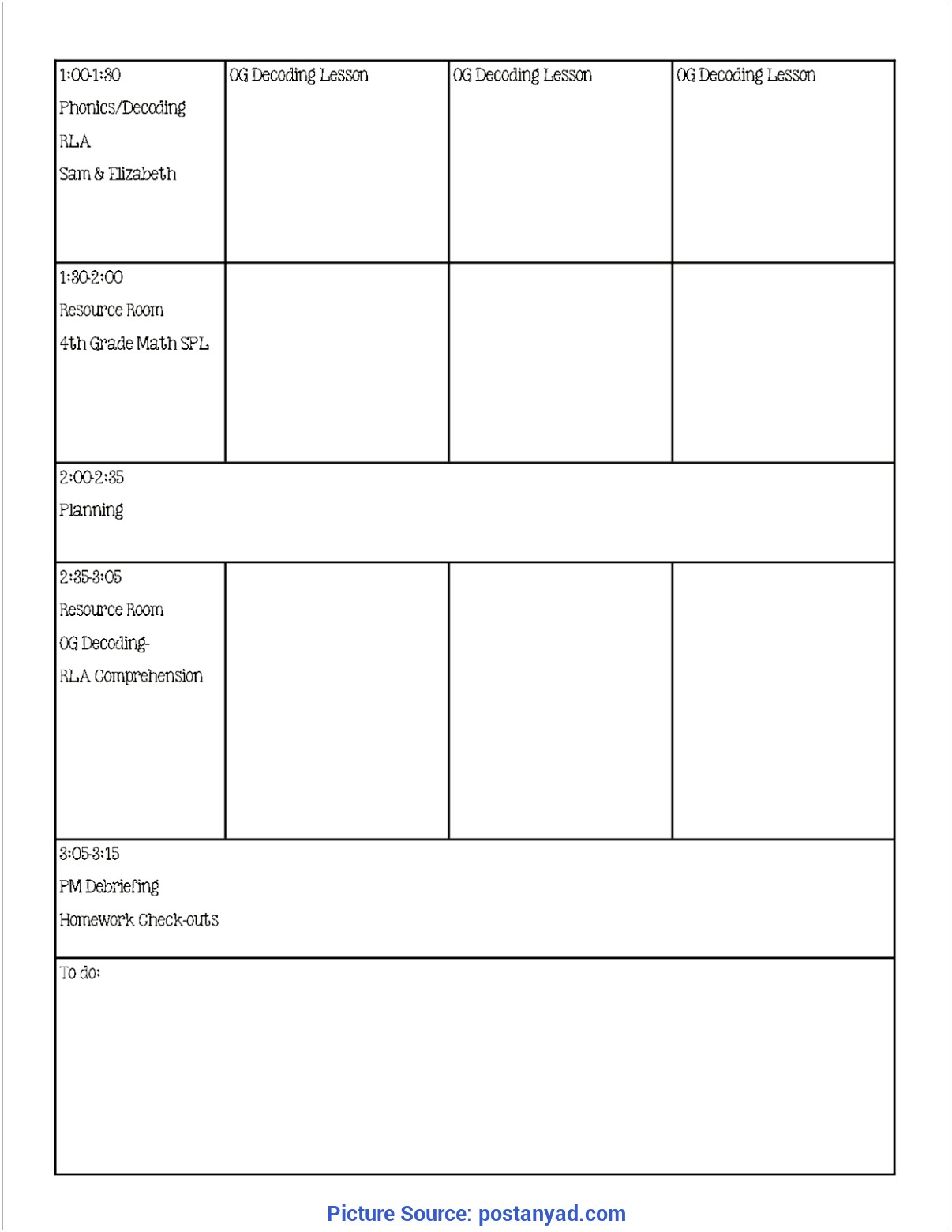 Sample Lesson Plan Template For Special Education