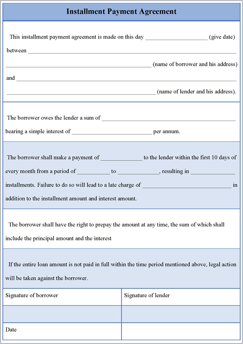 Sample Letter For Installment Payment Agreement Template Word