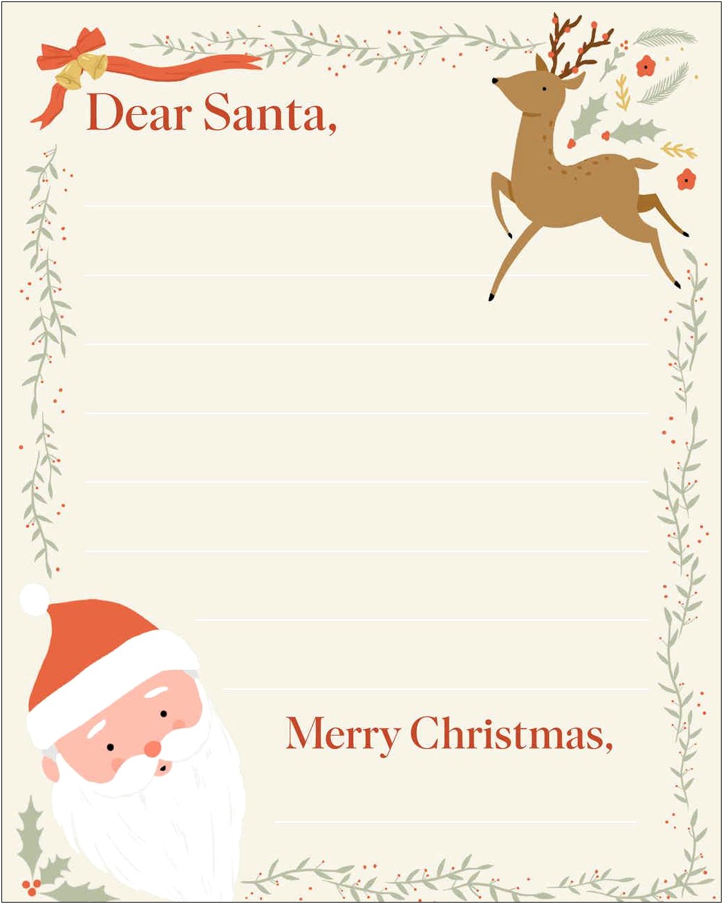 Sample Letter From Santa To Child Template