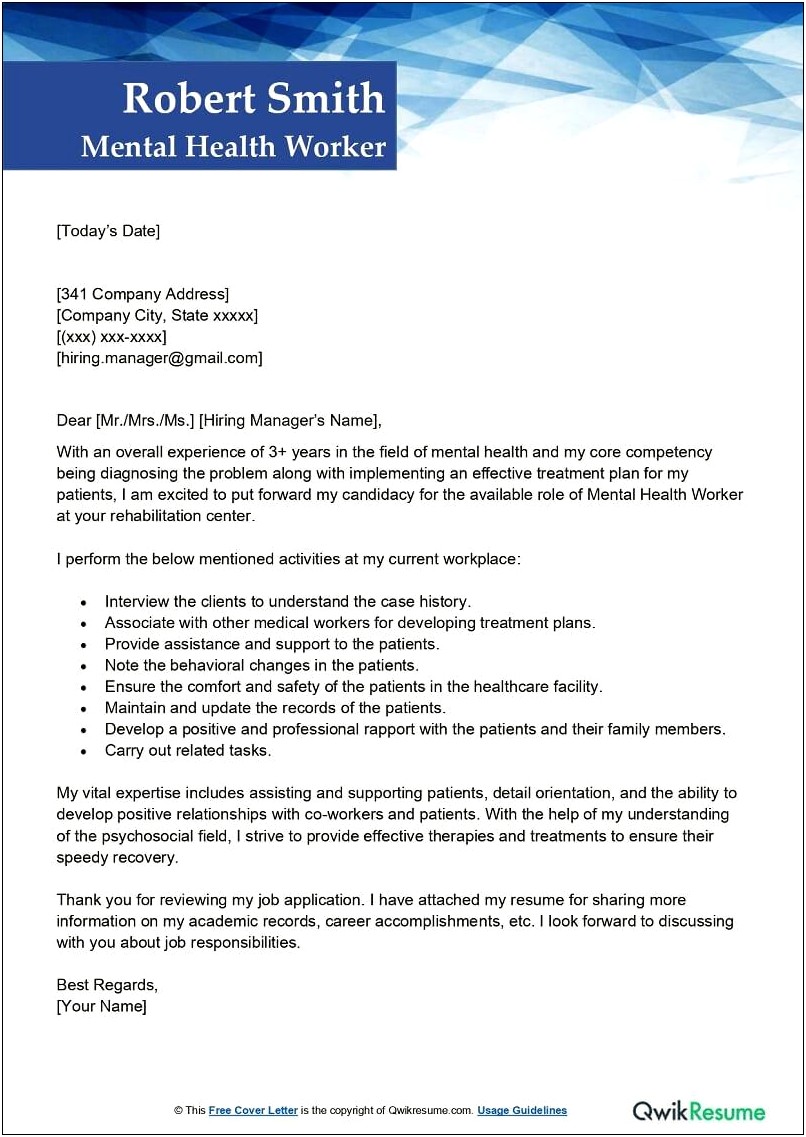 Sample Letter Of Mental Health Treatment Template