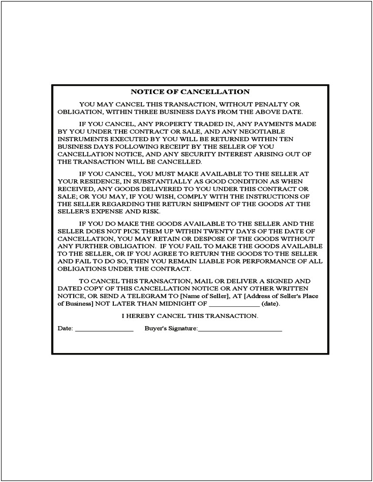 Sample Letter Template Cancellation Of Remodeling Contract