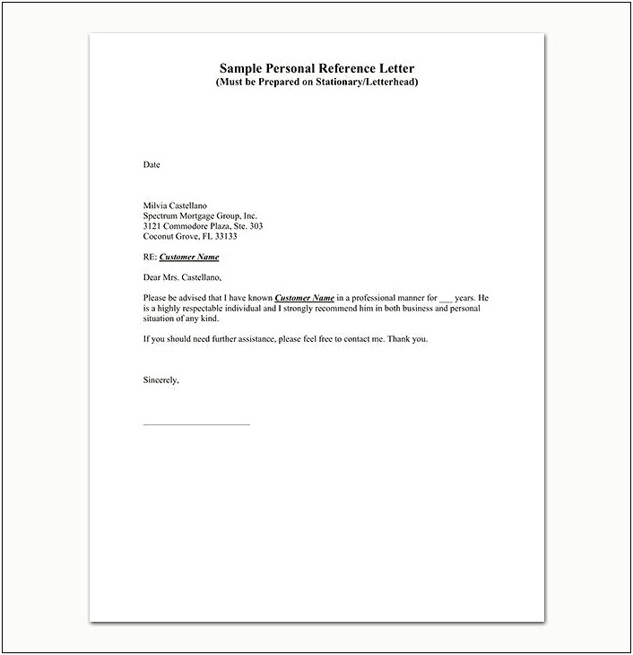 Sample Letter Template For Letter Of Reference