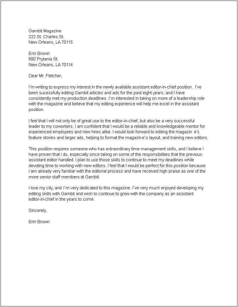 Sample Letter To The Editor Template