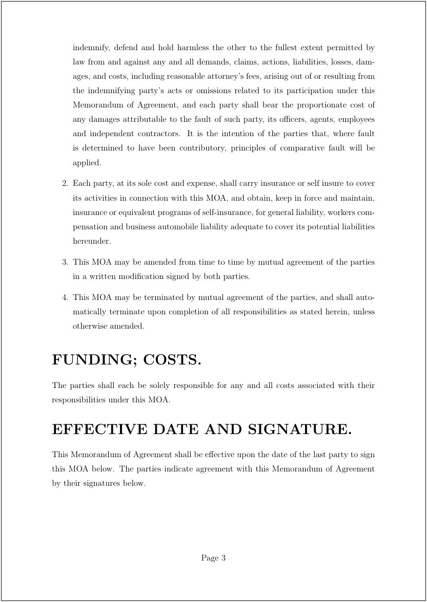 Sample Memorandum Of Agreement Template Ms Word